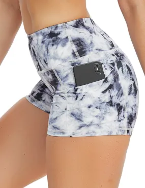 2.5" Printed Side Pockets Yoga Shorts black dandelion