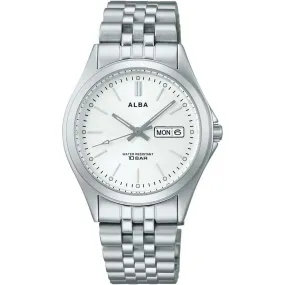 ALBA LUMIBRITE STANDARD QUARTZ SILVER STRAP MEN WATCH AQGK471