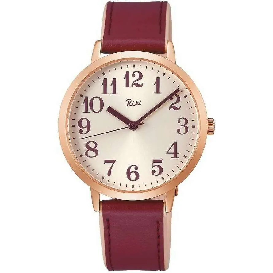 ALBA RIKI TRADITIONAL SERIES RED & GOLD LEATHER STRAP LADIES WATCH AKPK437