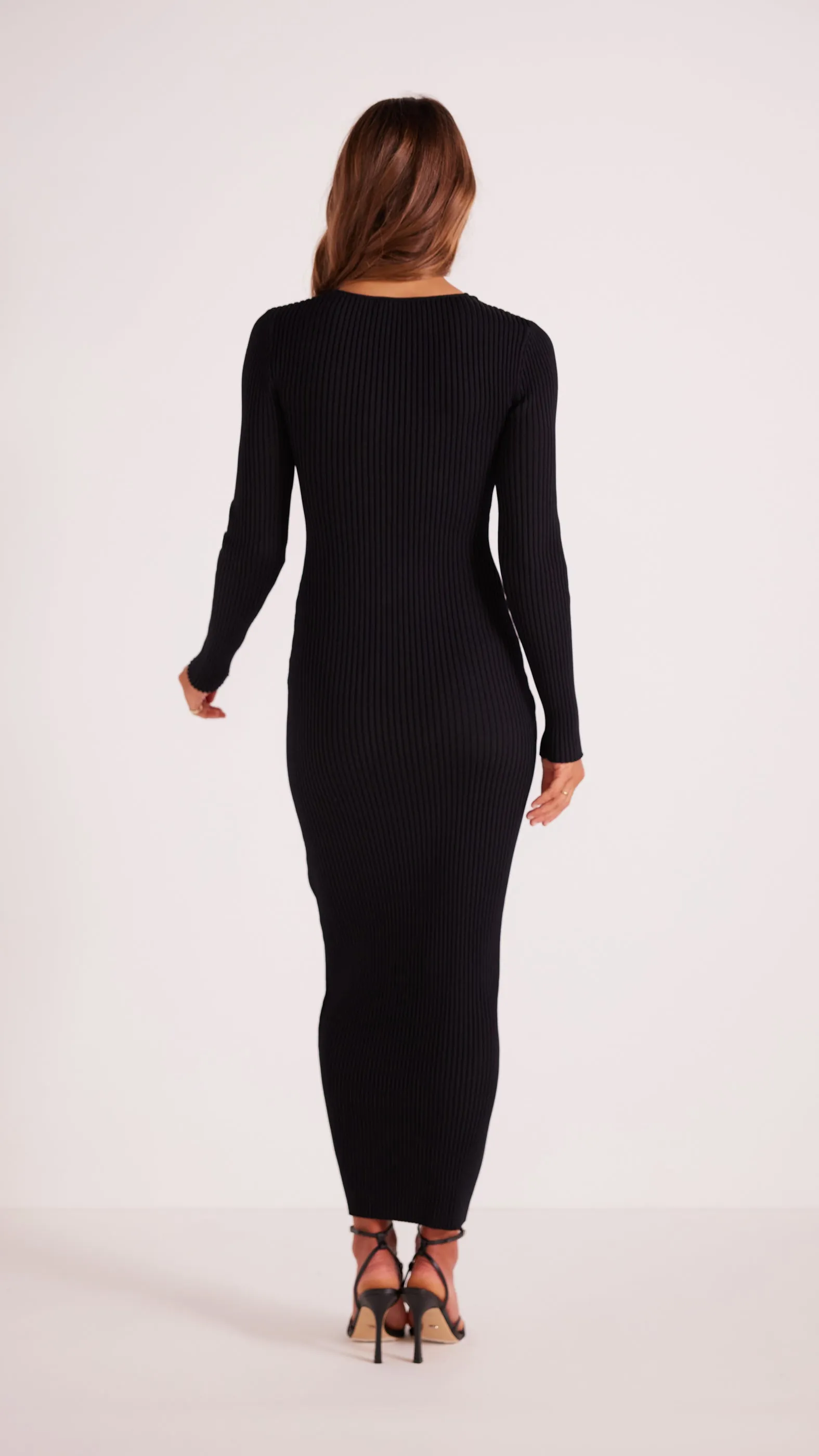 Amber Cut Out Knit Midi Dress Black