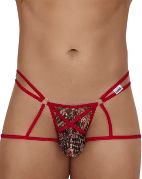 Candyman 99671 Lace Jock Thongs Red Print