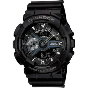 CASIO G-SHOCK DAY-DATE RUBBER STRAP ANALOG DIGITAL DIAL ALL BLACK MEN WATCH GA-110-1BJF