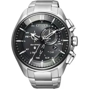 CITIZEN ECO-DRIVE BLUETOOTH SOLAR SUPER TITANIUM MODEL BLACK MEN WATCH BZ1041-57E